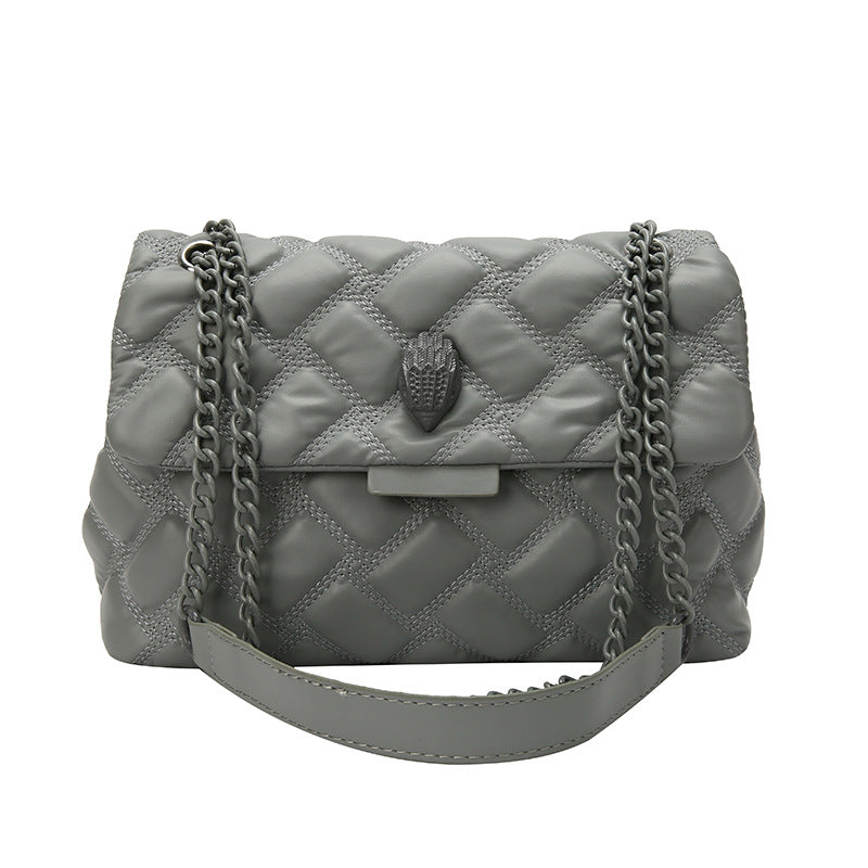 Plaid Embossed Chain Personality Shoulder Bag - Fashionner