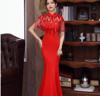 Performance Costume Chinese Style Slimming With Cape