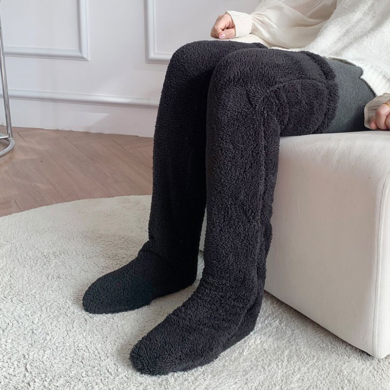Buy Over Knee High Fuzzy Long Socks Winter Warm Cold Leg Knee Joint Cold-Proof Stockings Home Floor Sleeping Socks online at Fashionner.