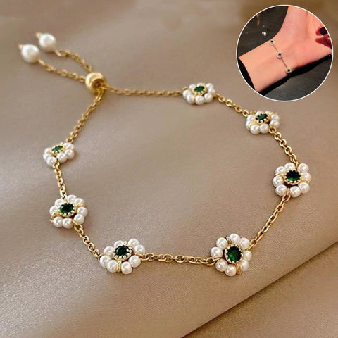 Bracelet de perles fleurs mode assorti bracelet de chaîne réglable