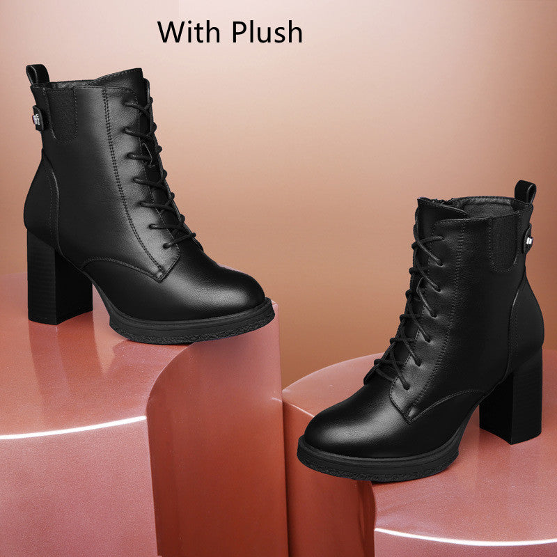 S Women's Shoes British Style Autumn And Winter Single Boots High Heels Women - Fashionner