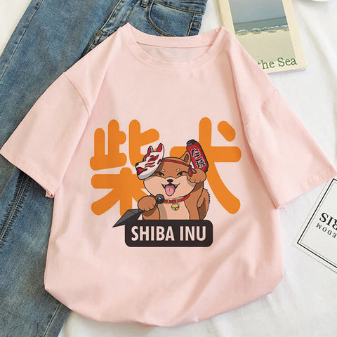 T-shirt femme à motif dessin animé chat kawaii