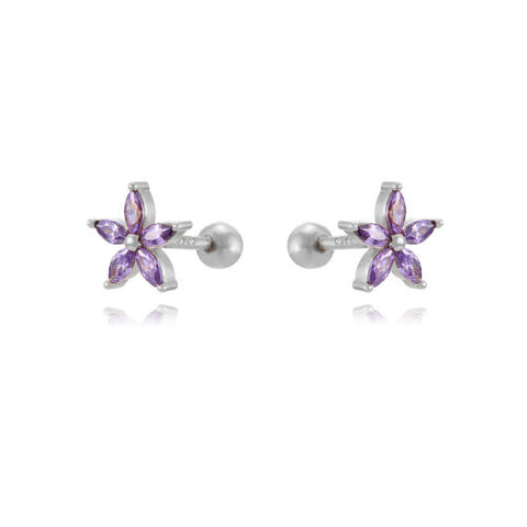Buy Womens Color Zircon Purple Bauhinia Flower Earrings online at Fashionner.