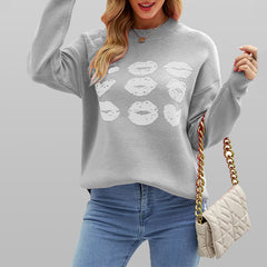 European And American Autumn Winter Love Lips Sweater - Fashionner