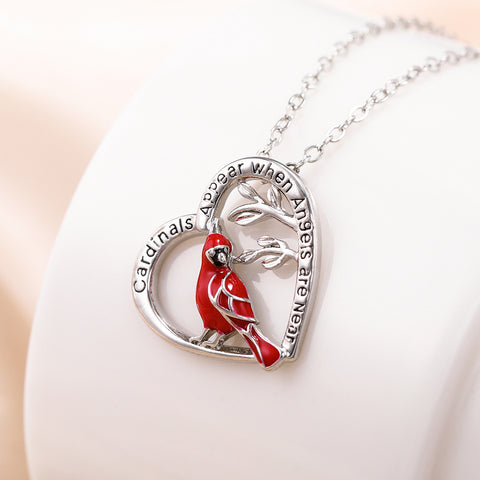 Collier Pendentif Cardinal Créatif en Forme de Cœur, Bijou Commémoratif Exquis pour Fête, Cadeaux d'Anniversaire, Cadeau de Saint-Valentin