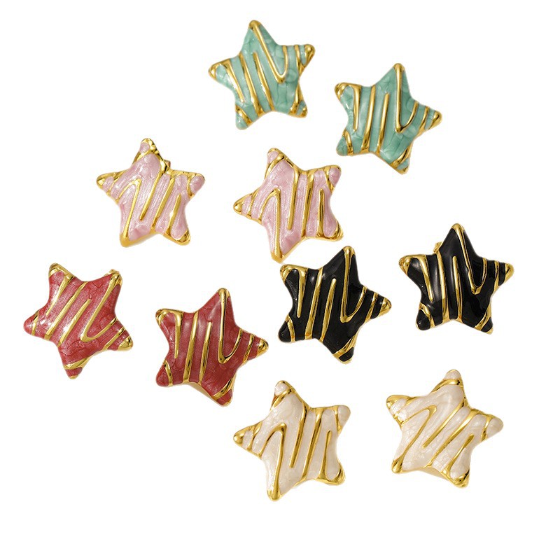 Buy Five-Pointed Star Fashion Light-Luxury Oil-Drop Geometric Stud Earrings online at Fashionner.