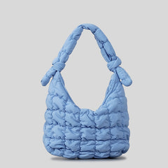 Simple Quilted Bubble Texture Cloud Pleated Handbag For Women - Fashionner