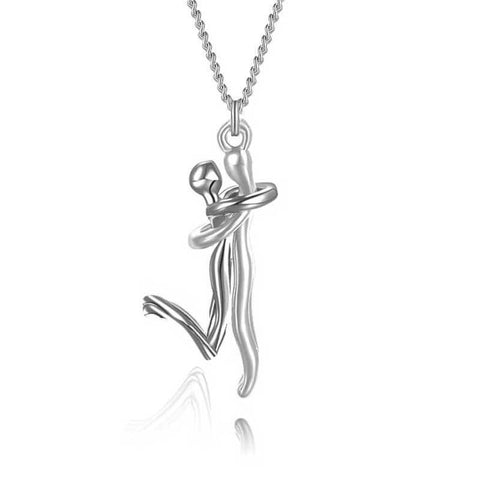 Collier Étreinte Amoureuse 18 carats, Cadeau d'Anniversaire de Couple, Saint-Valentin, Mode Simple, Tempérament, Pendentif Chaîne Ras du Cou