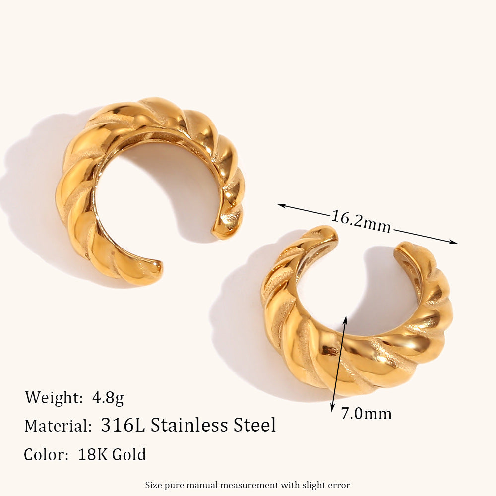 Croissant Mini Ear Clip Gold-plated Personality Stylish Retro Minimalism Ins Style Ear Rings