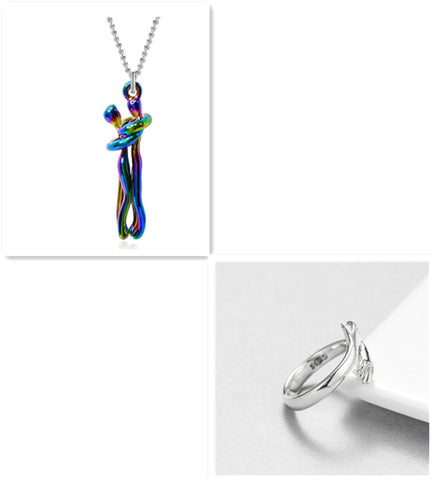 Love Hug Necklace Unisex Men Women Couple Jewelry Simple Temperament Clavicle Chain Valentines Day Lover Gift - Fashionner