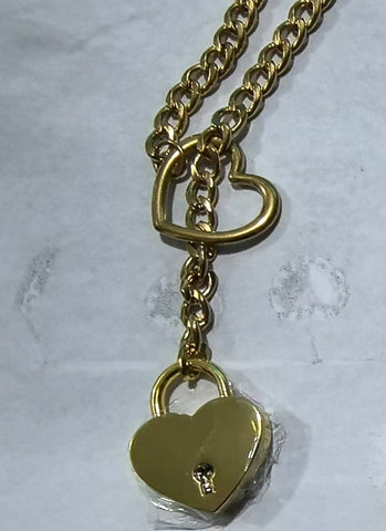 Collier réglable en forme de cœur, maille cubaine