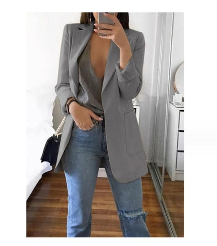 Blazer cardigan fin à revers élégant