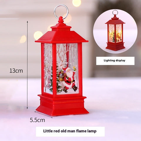 Lampe à Huile Portable de Noël Père Noël Lumières LED de Nuit Alimentées par Piles Lanternes Suspendues Intérieures Extérieures Décoration de Fête Festive