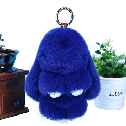 Décoration de porte-clés de voiture avec pendentif en fourrure de lapin