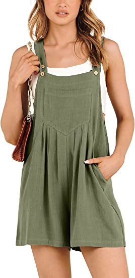 Women's Short Overalls Summer Casual Adjustable Strap Loose Short Bib Overalls Jumpsuit Rompers - Fashionner
