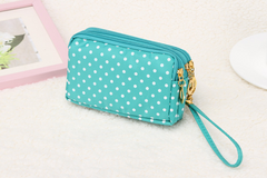 Canvas handbags handbags Korean version of the three-zipper multi-layer wallet hand bag packet phone change - Fashionner