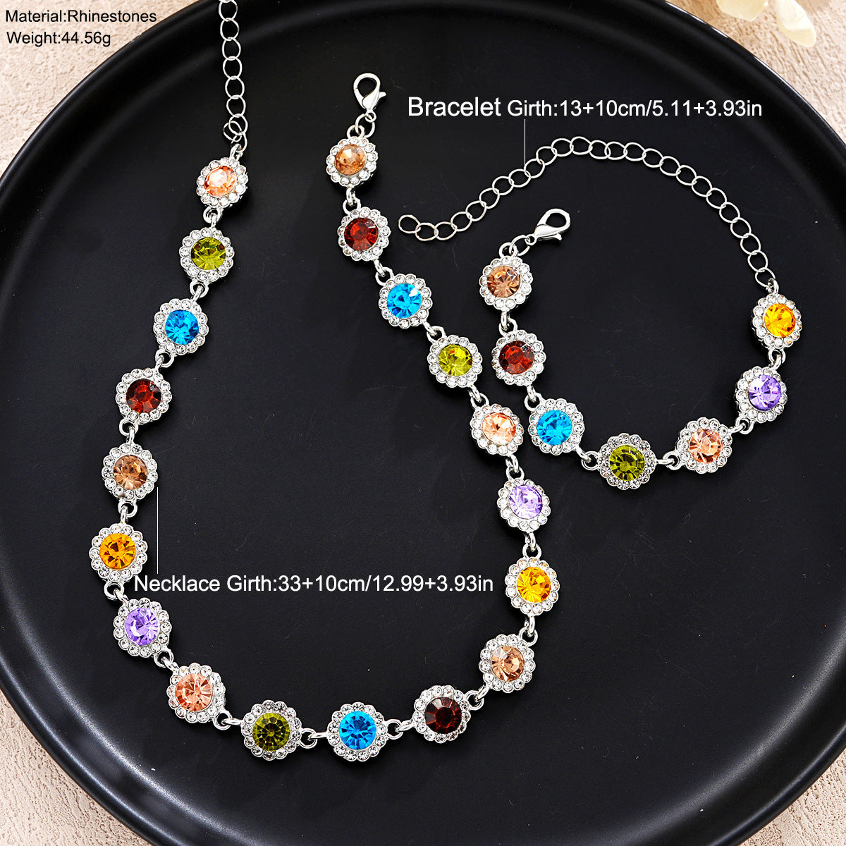 Buy Fashionable Colorful Zircon Bracelet And Necklace Set online at Fashionner.