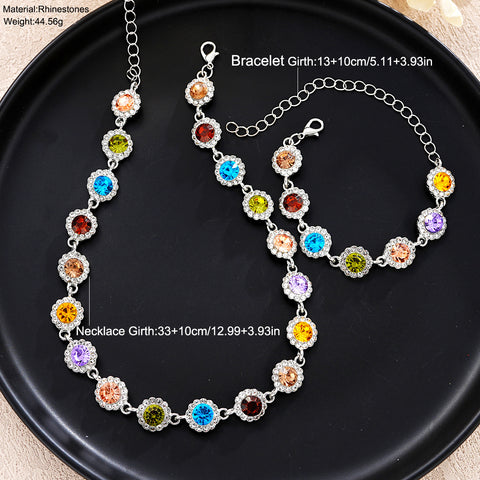 Buy Fashionable Colorful Zircon Bracelet And Necklace Set online at Fashionner.