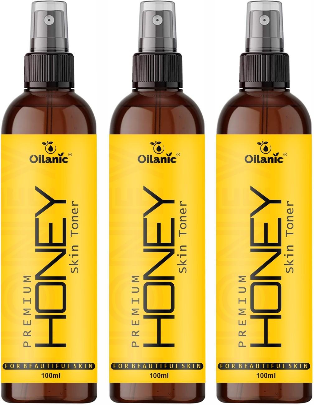 Oilanic Premium Honey Face Toner For Men & Women Combo Pack of 3 Bottles of 100 ml (300 ml )