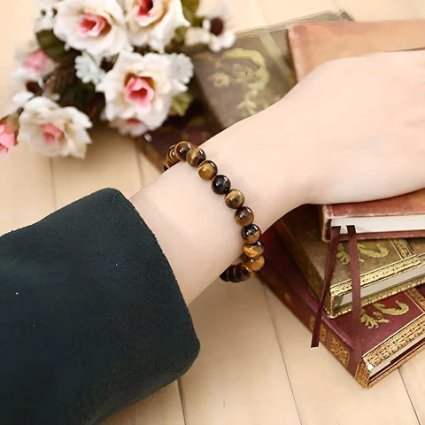 Bracelet de guérison en œil de tigre jaune