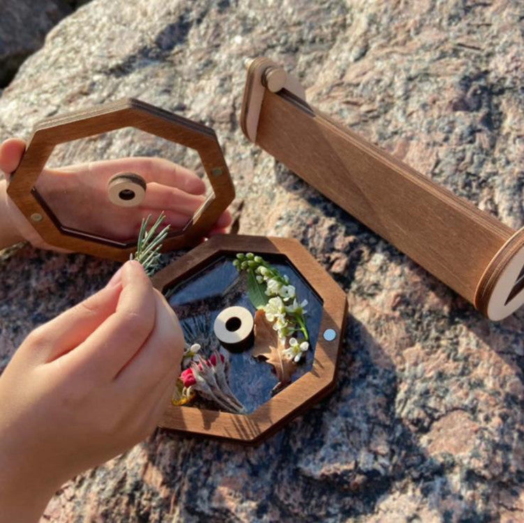 Toddler toys Wooden DIY Rotating Kaleidoscope Kit Outdoor Kids Toys