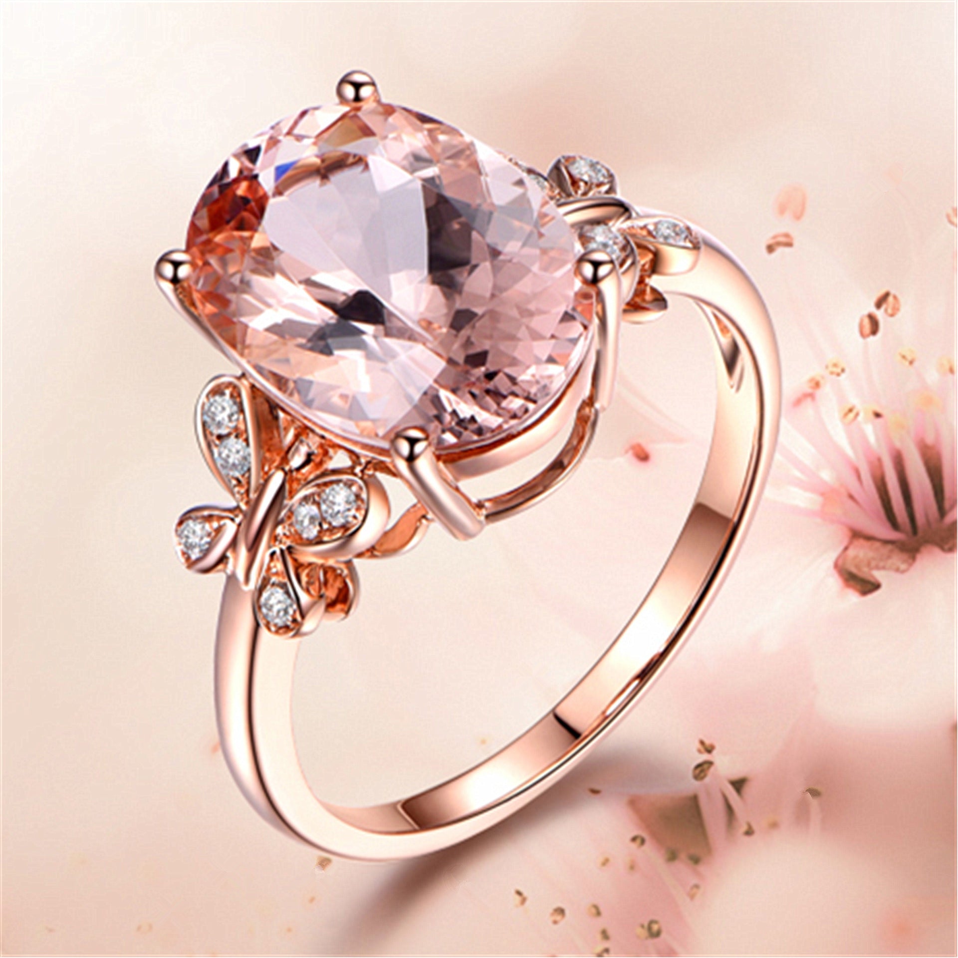 Buy 5-Carat Natural Morganite Ring 18K Rose-Gold Plated online at Fashionner.