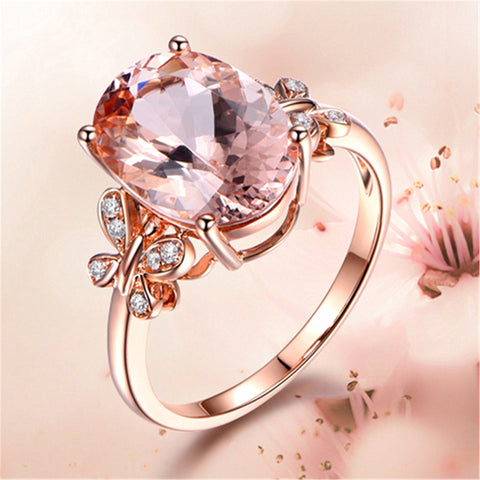 Buy 5-Carat Natural Morganite Ring 18K Rose-Gold Plated online at Fashionner.