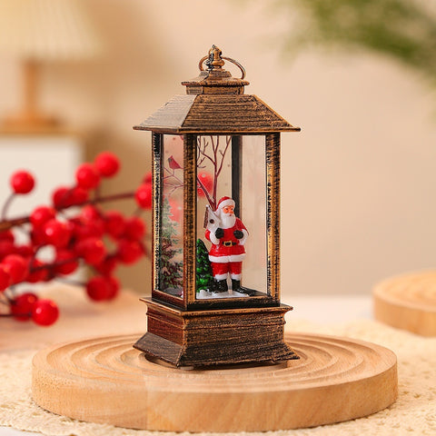 Lampe à Huile Portable de Noël Père Noël Lumières LED de Nuit Alimentées par Piles Lanternes Suspendues Intérieures Extérieures Décoration de Fête Festive