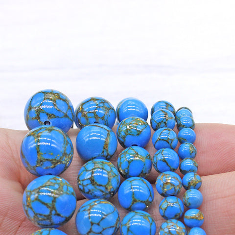Perles de ficelle à faire soi-même en turquoise bleu foncé soie dorée