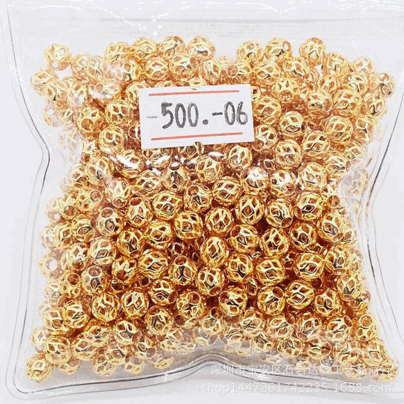 Golden  Air Ball Does Not Fade Loose Beads Separated Beads To Wear Beads Transfer Beads Hollow Gold Beads Lasting Color