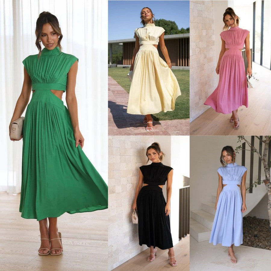 Buy Solid Color Sleeveless Dress Summer Casual Fit A-Line Dresses Women'S Clothing online at Fashionner