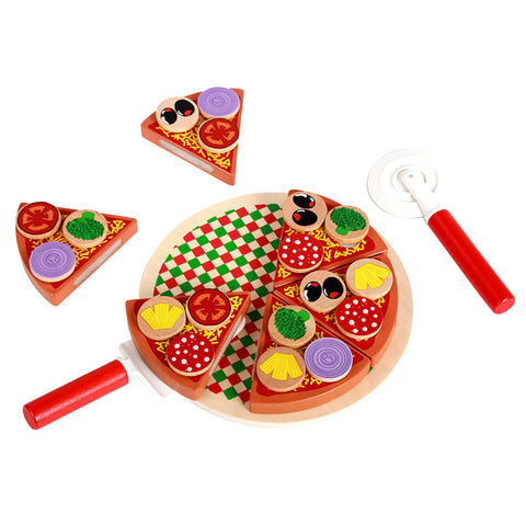 Jouets de découpe de pizza éducatifs en bois pour enfants