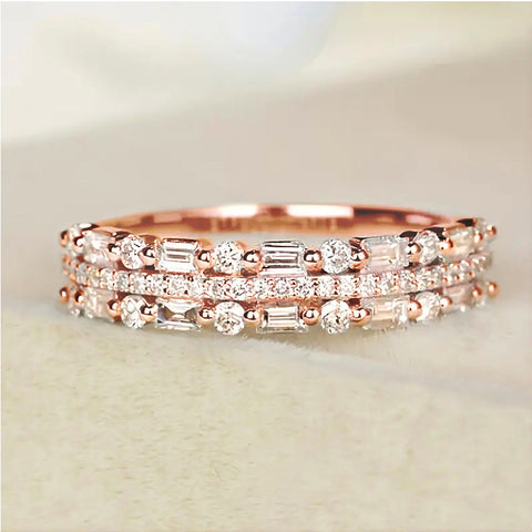 Bague multicouche trois couches fines lignes circulaires pour femmes, anneaux couvrant tout le doigt, cadeaux de bijoux