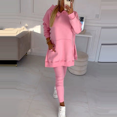Temperament Commute Loose Hooded Sweater Pants Two-piece Set - Fashionner