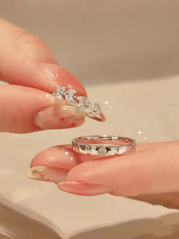 Bague de couple en argent sterling Bagues de couple Bague de mariage Cadeau de Saint-Valentin