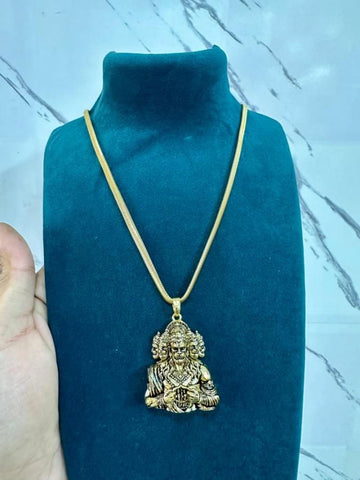 Pendentif Hanuman Panchamukhi avec chaîne serpent dorée
