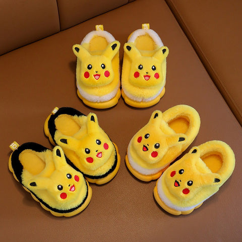 Winter children's cotton slippers, cute cartoon home for girls, warm and non slip indoor and outdoor baby cotton shoes, parent-child shoes, winter - Fashionner