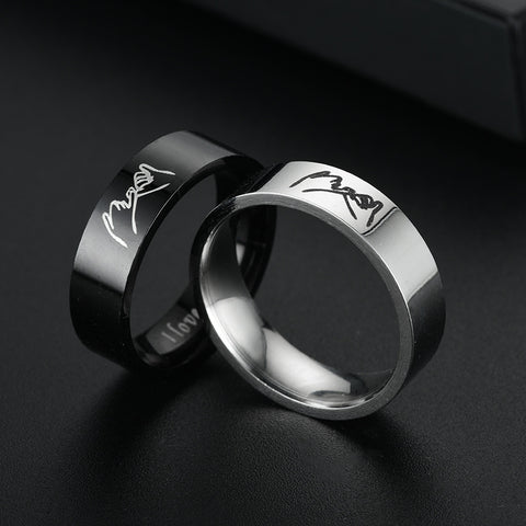 Bague de couple simple en acier de titane de niche pour couples