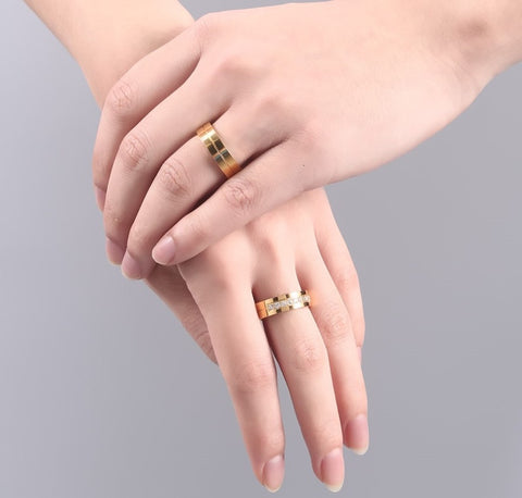 Simple titanium steel couple ring