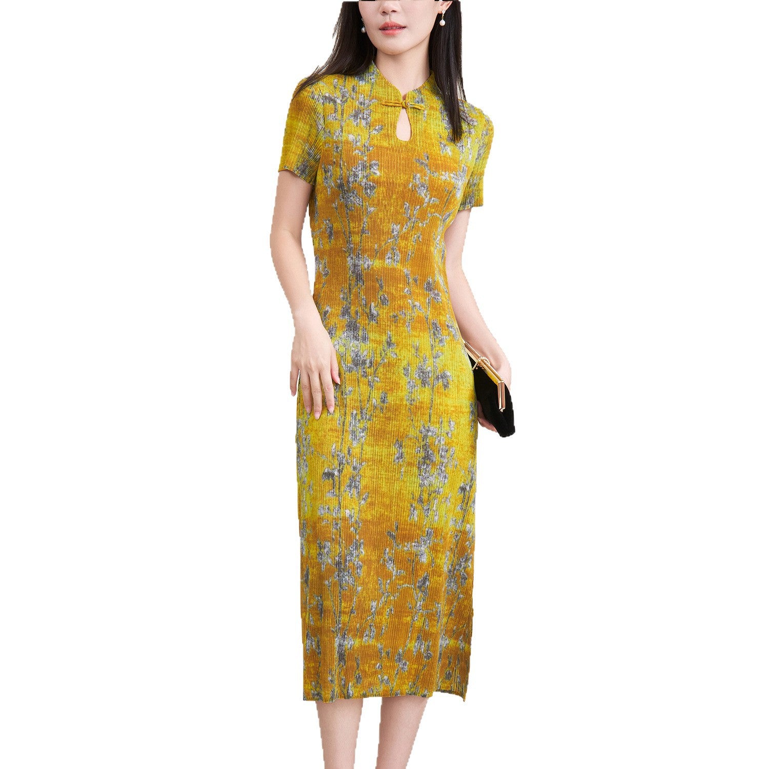Buy Wrinkled Cheongsam Long Skirt Women'S Dress online at Fashionner