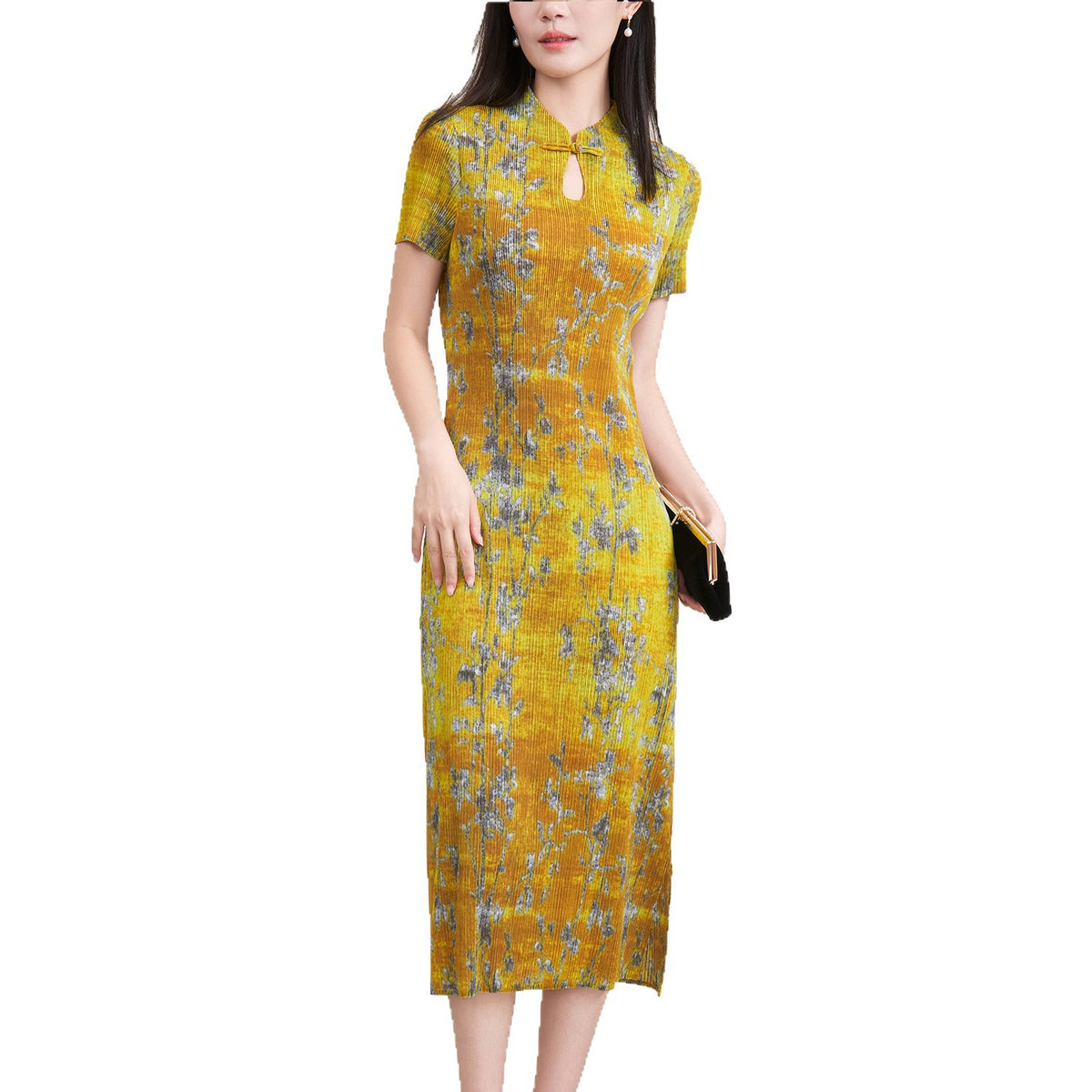 Buy Wrinkled Cheongsam Long Skirt Women'S Dress online at Fashionner