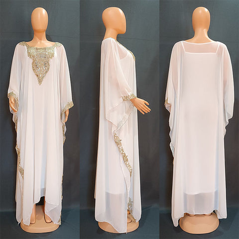 Robe longue musulmane brodée en dentelle européenne et américaine