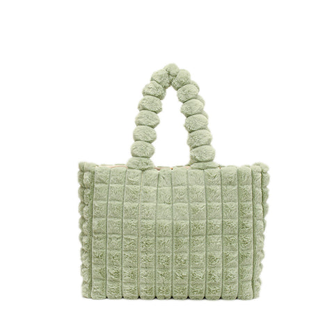 Plaid Handbags Winter Fashion High Capacity Shopping Plush Bag Korean Style Personalized Designer Luxury Tote Bags For Women - Fashionner