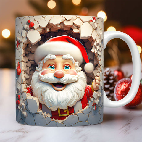 Tasse en céramique de Noël 3D créative, design spatial unique, bonhomme de neige, Père Noël, tasse à café, thé, lait, cadeaux de Noël pour enfants, adultes, gadgets de cuisine