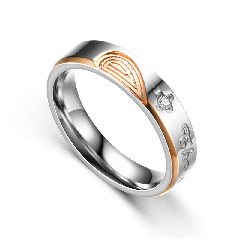 Stainless Steel Couple Ring Micro Inlaid Zircon Couple Rings