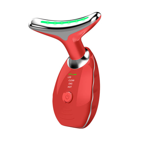 Appareil de Beauté Cou et Visage - Thérapie Photonique LED Colorée, Raffermit la Peau, Réduit le Double Menton, Anti-Rides, Masseur Liftant