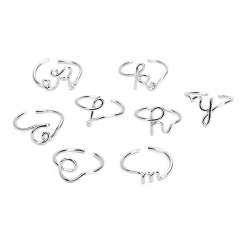 Bagues unisexe couleur or argent A-Z 26 lettres initiales pour femmes hommes Bagues de doigt créatives géométriques en alliage Bijoux en gros