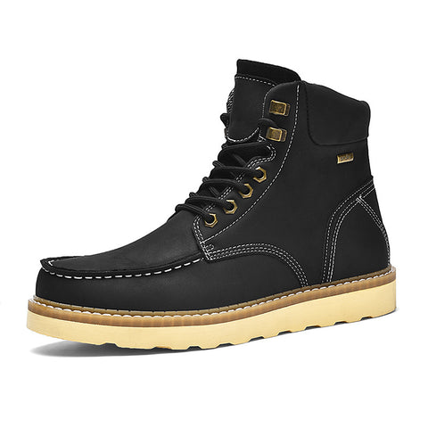 Bottes de travail montantes pour homme, style décontracté britannique, en cuir véritable