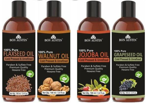 Bon Austin Huile essentielle de lin, de noix, de jojoba et de pépins de raisin de qualité supérieure (lot de 2 et 4)