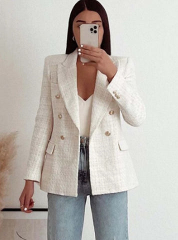 Blazer urbain décontracté texturé croisé pour femme